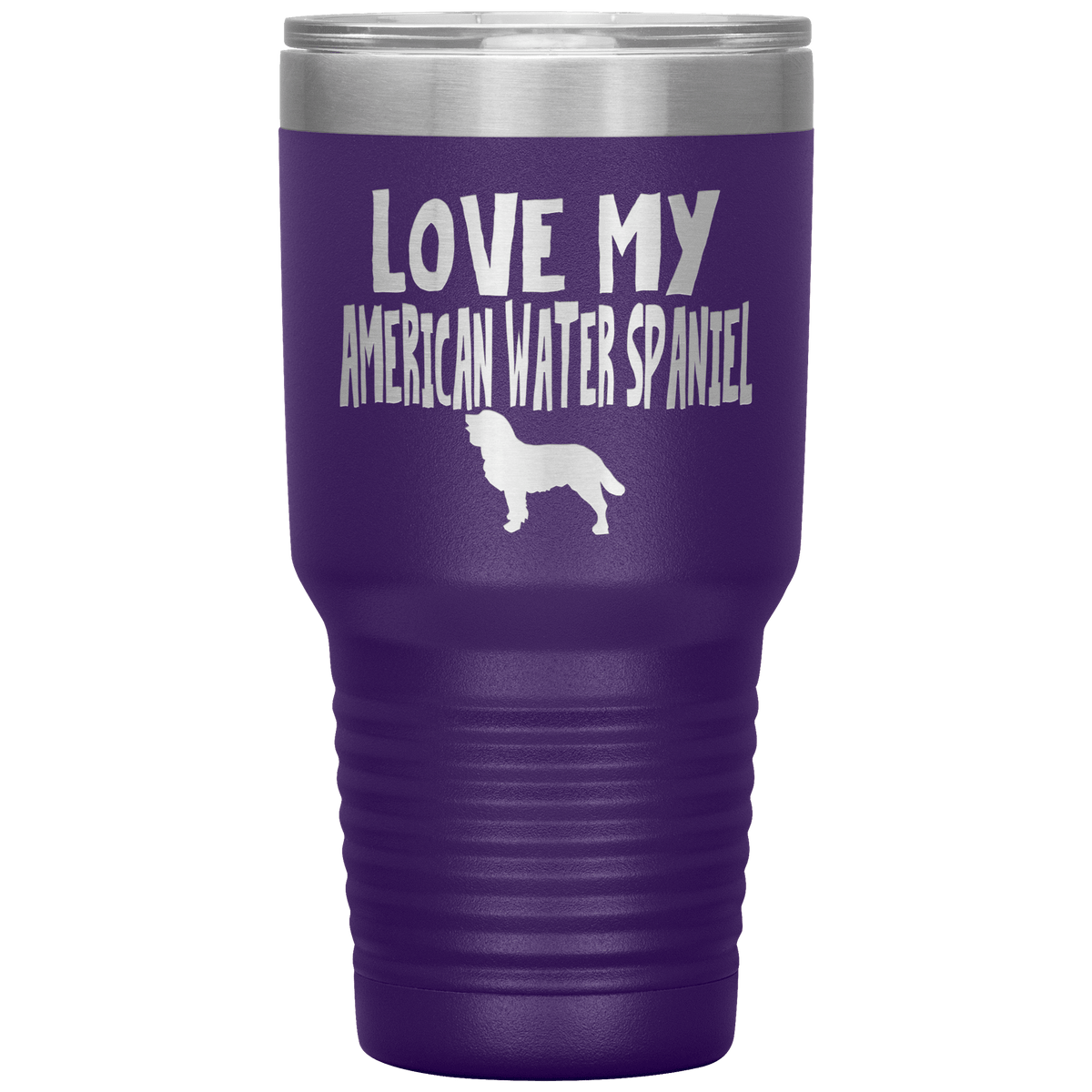 Love My American Water Spaniel  30 Oz Vacuum Tumbler Tumblers Purple