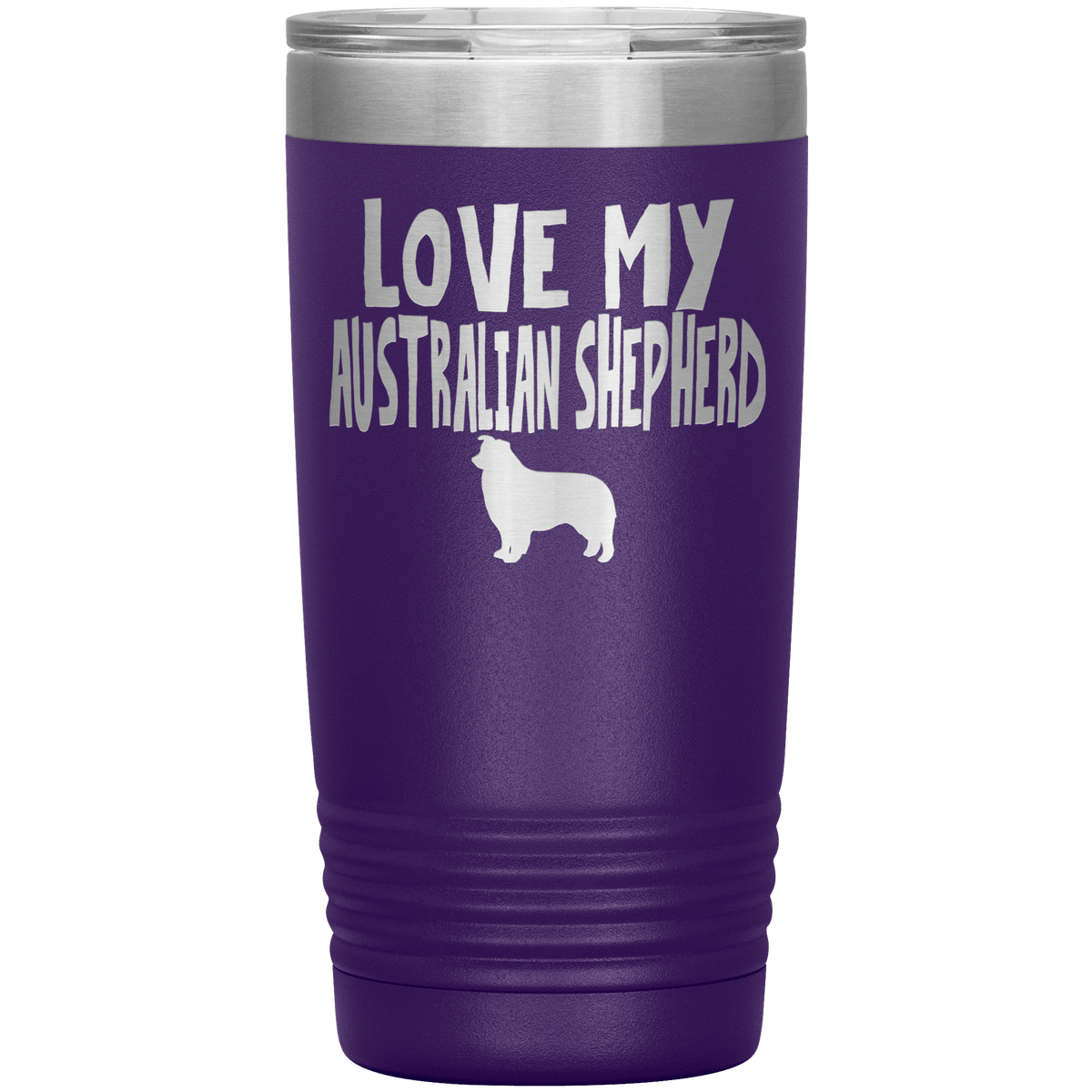 Love My Australian Shepherd 20 Oz Vacuum Tumbler Tumblers Purple