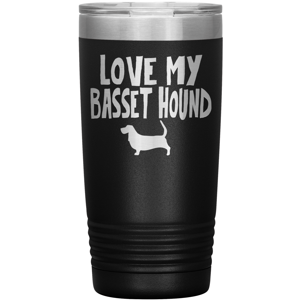 Love My Basset Hound 20 Oz Vacuum Tumbler Tumblers Black