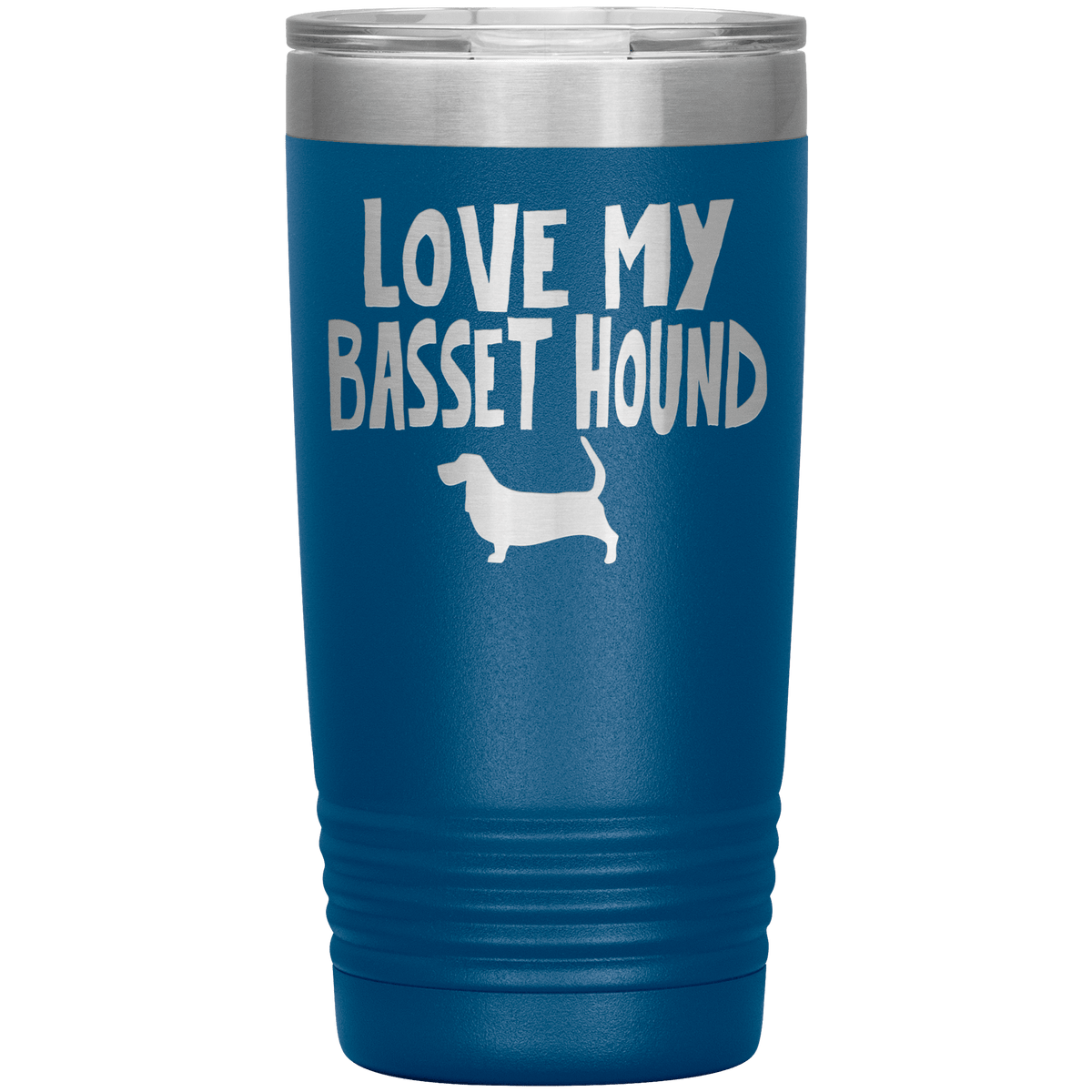 Love My Basset Hound 20 Oz Vacuum Tumbler Tumblers Blue