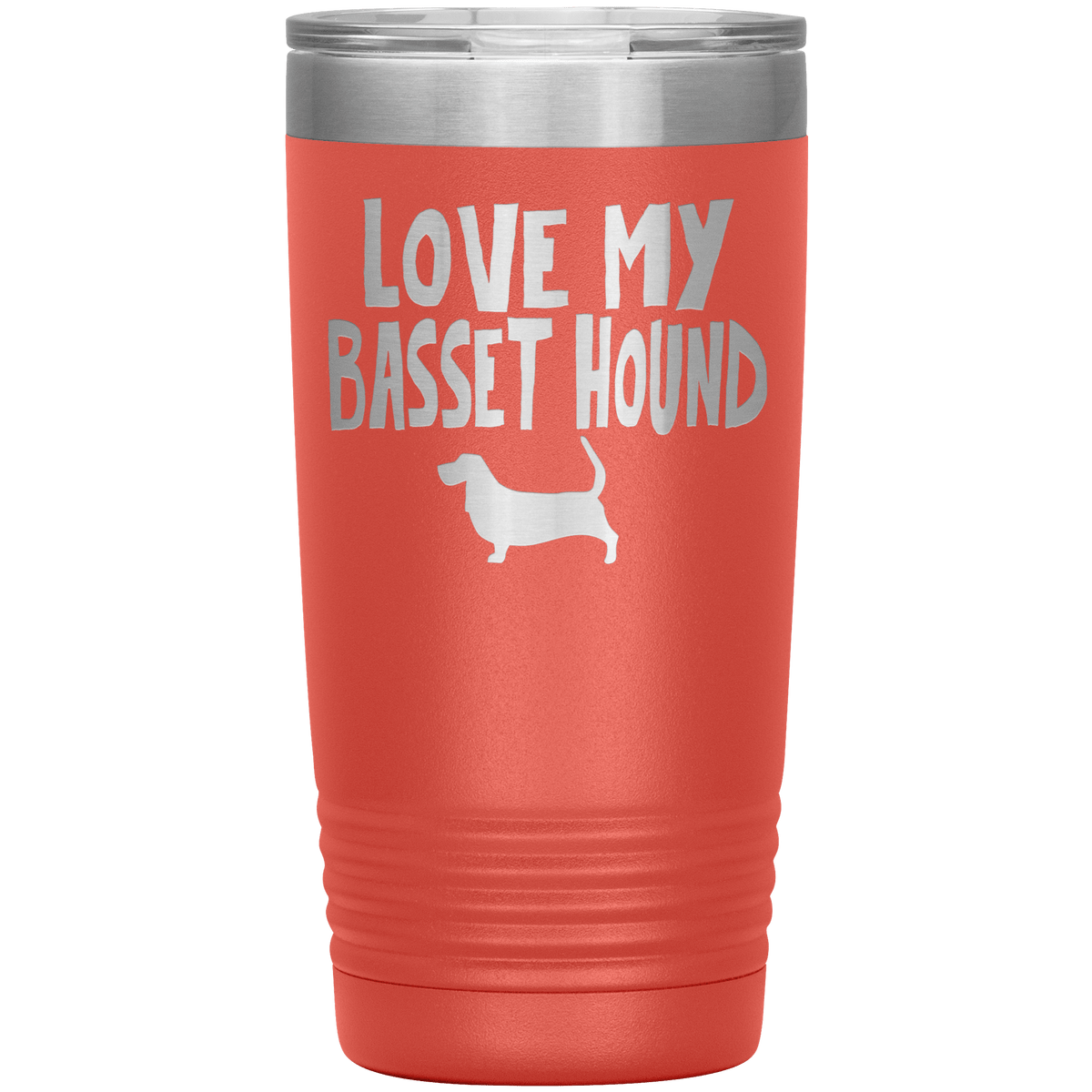 Love My Basset Hound 20 Oz Vacuum Tumbler Tumblers Coral