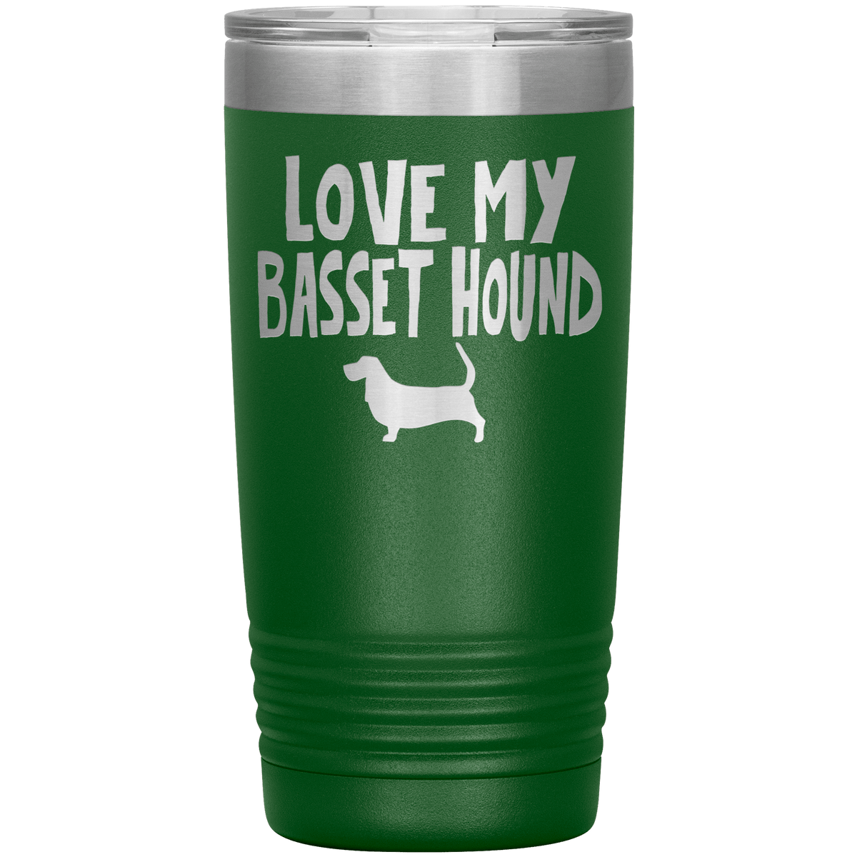 Love My Basset Hound 20 Oz Vacuum Tumbler Tumblers Green