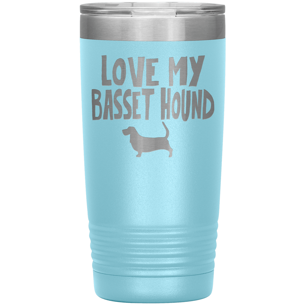 Love My Basset Hound 20 Oz Vacuum Tumbler Tumblers Light Blue