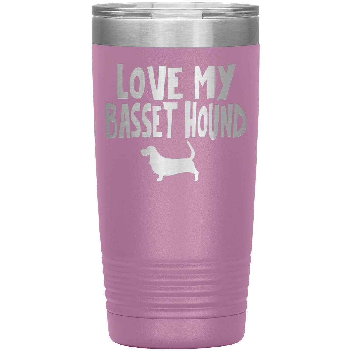 Love My Basset Hound 20 Oz Vacuum Tumbler Tumblers Light Purple