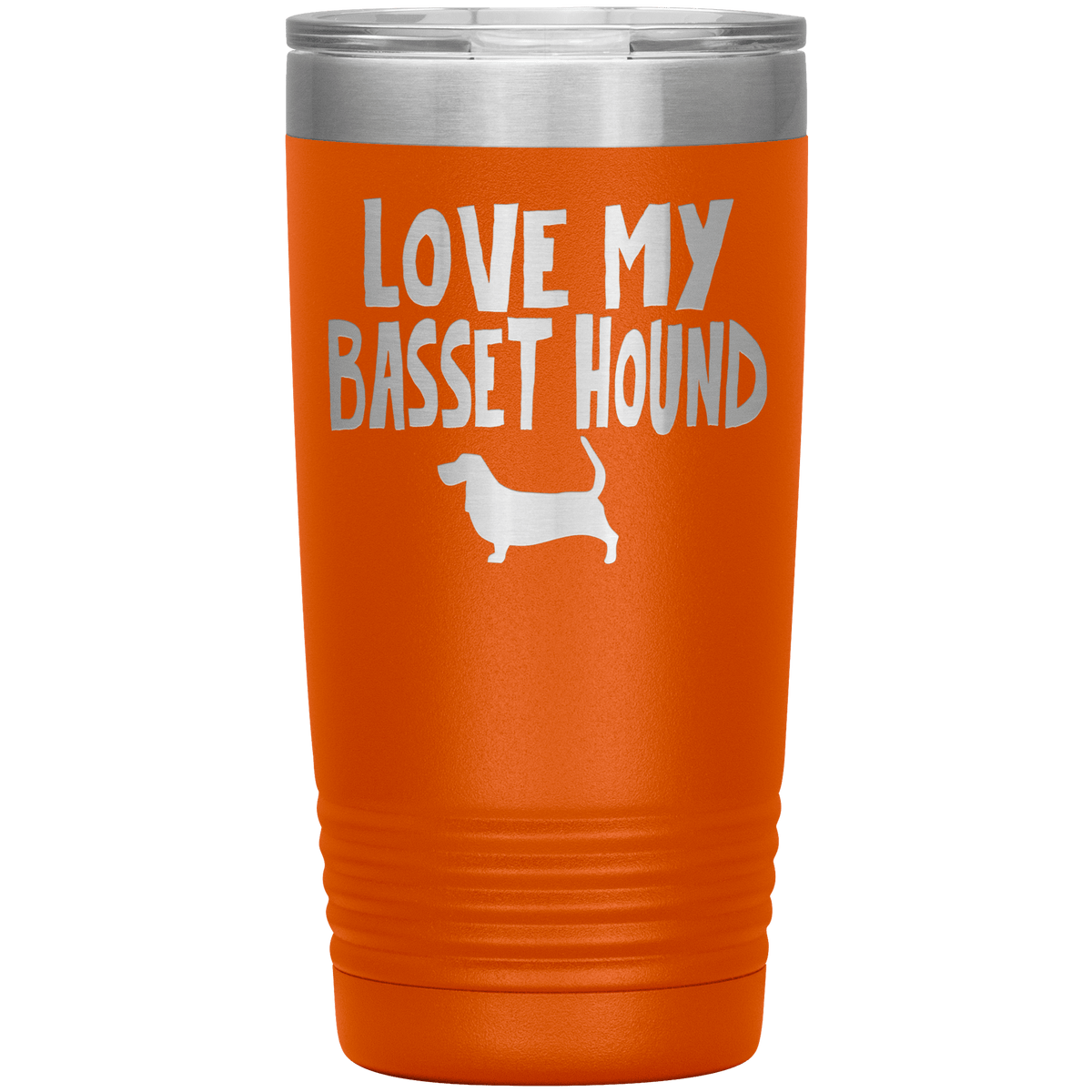 Love My Basset Hound 20 Oz Vacuum Tumbler Tumblers Orange