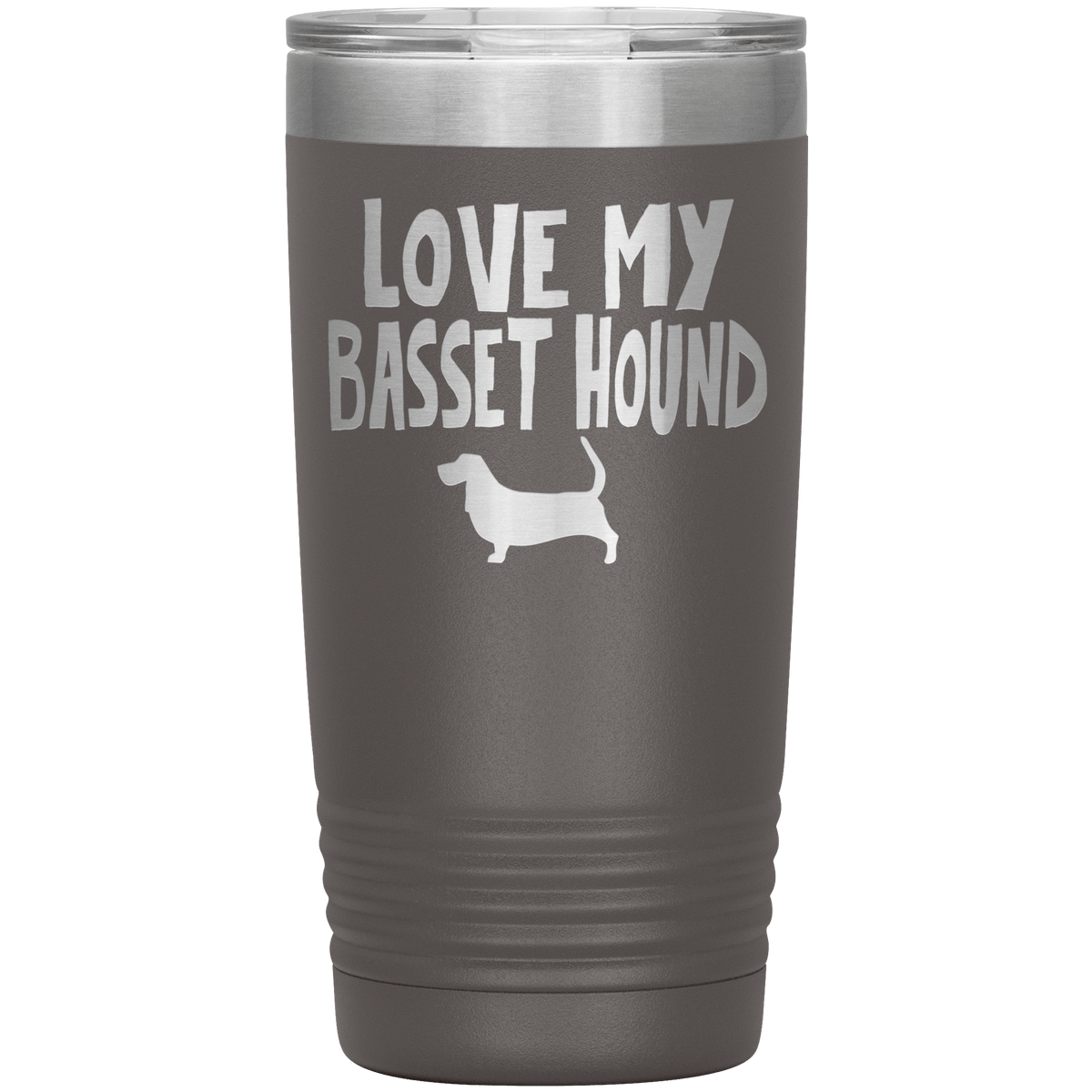Love My Basset Hound 20 Oz Vacuum Tumbler Tumblers Pewter
