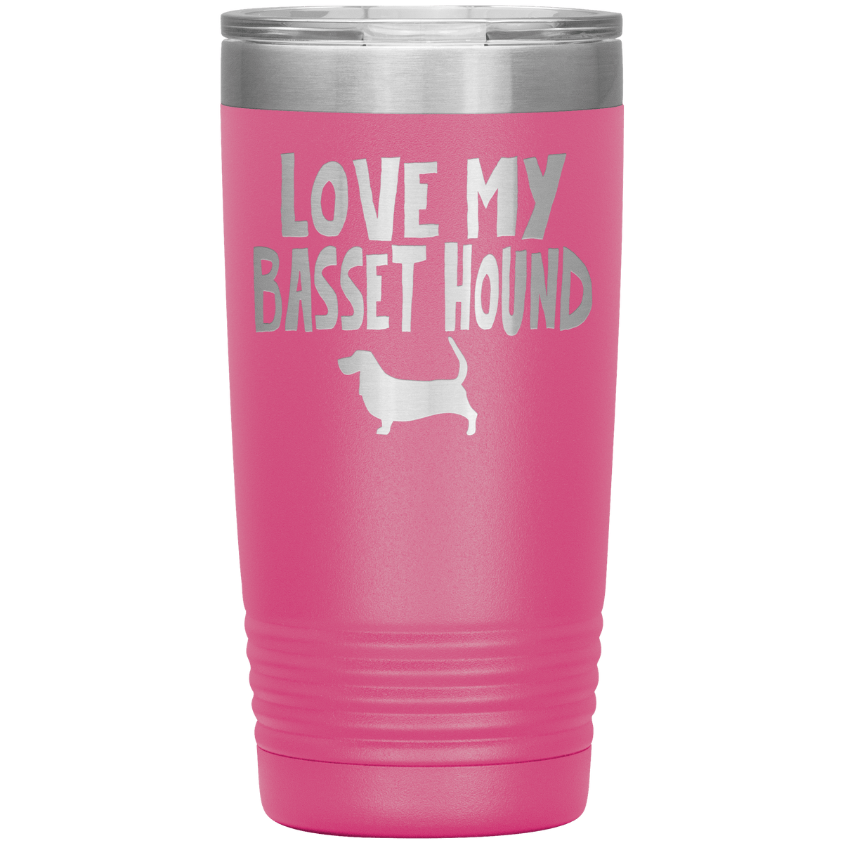 Love My Basset Hound 20 Oz Vacuum Tumbler Tumblers Pink