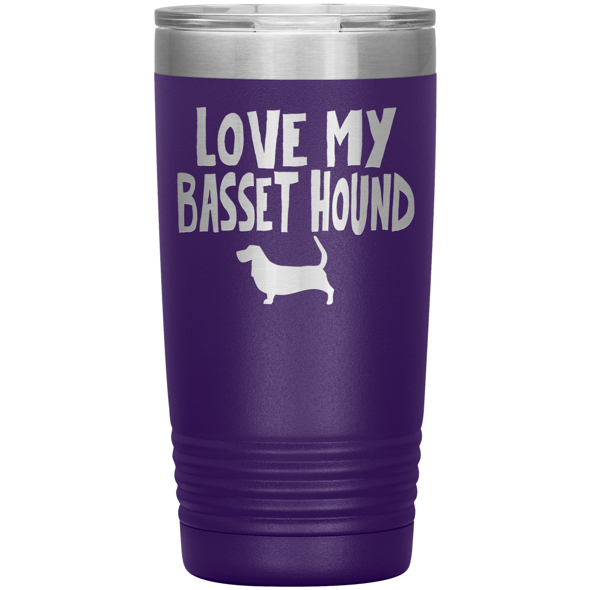 Love My Basset Hound 20 Oz Vacuum Tumbler Tumblers Purple