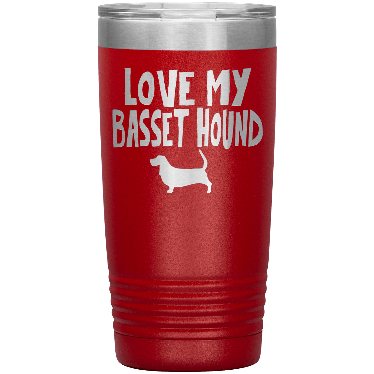 Love My Basset Hound 20 Oz Vacuum Tumbler Tumblers Red