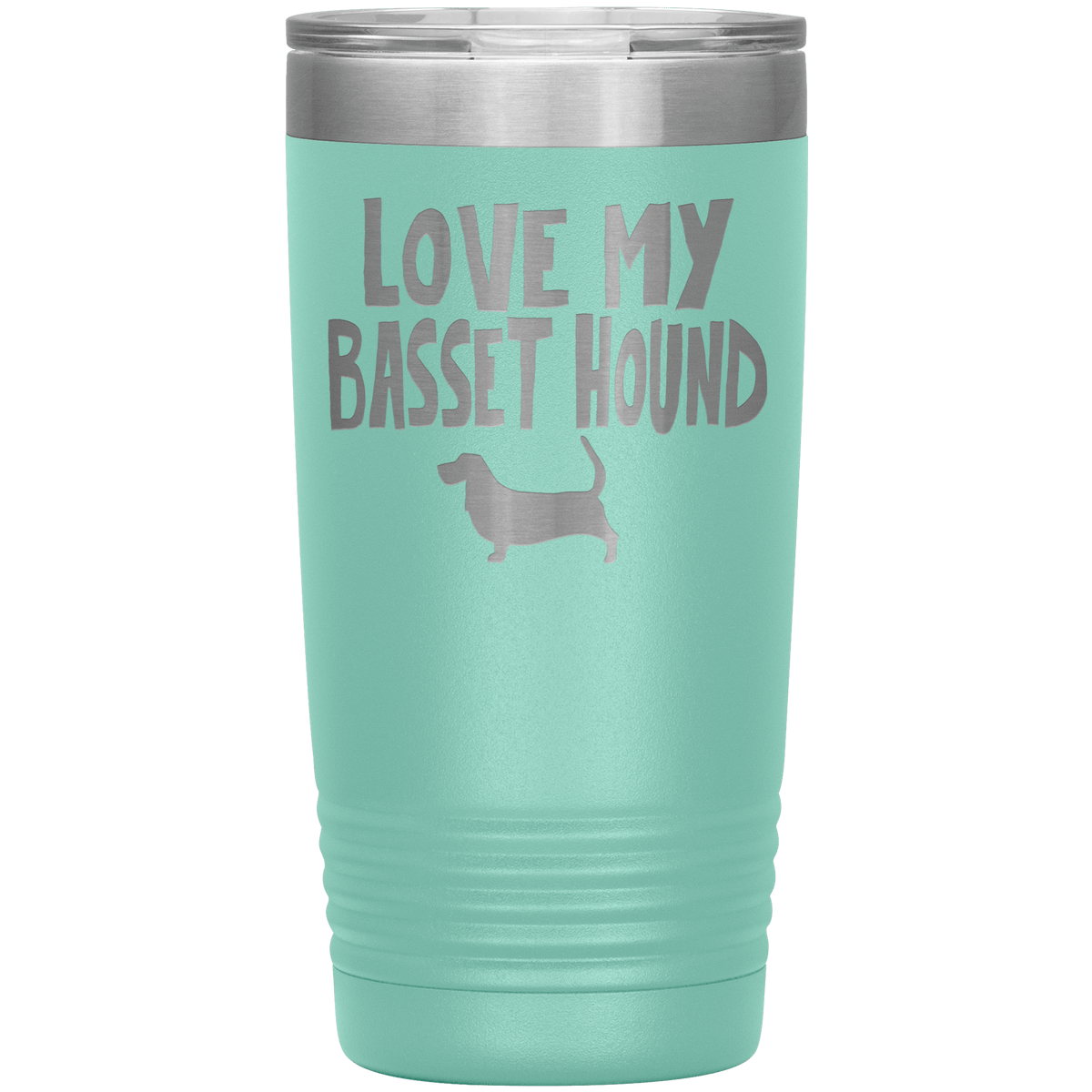 Love My Basset Hound 20 Oz Vacuum Tumbler Tumblers Teal