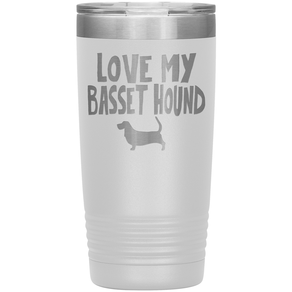 Love My Basset Hound 20 Oz Vacuum Tumbler Tumblers White