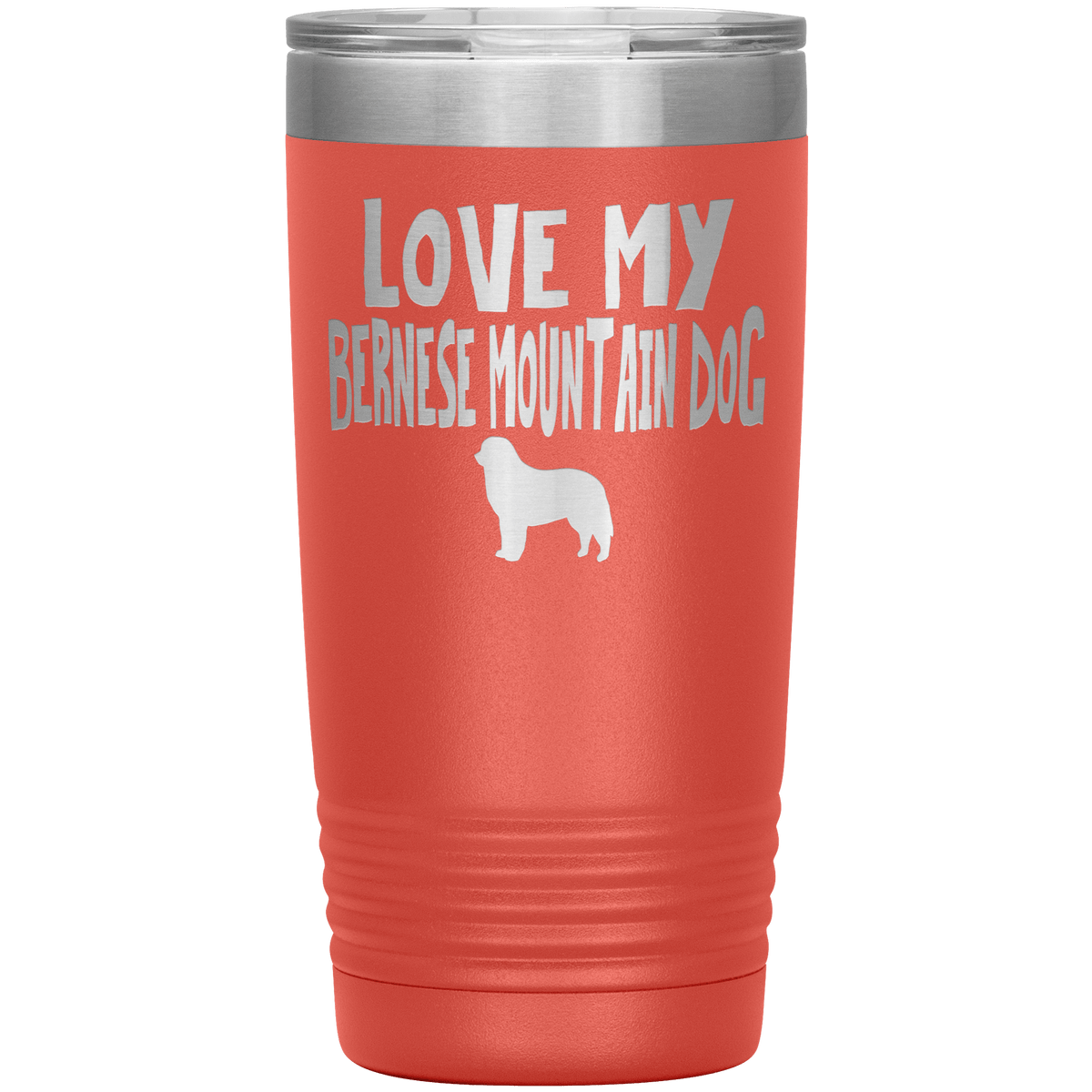 Love My Bernese Mountain Dog 20 Oz Vacuum Tumbler Tumblers Coral