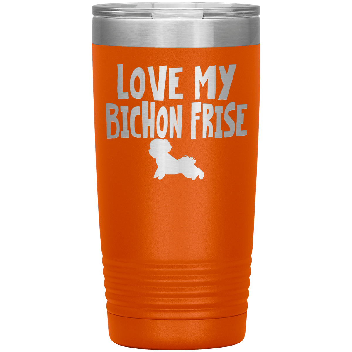 Love My Bichon Frise 20 Oz Vacuum Tumbler Tumblers Orange