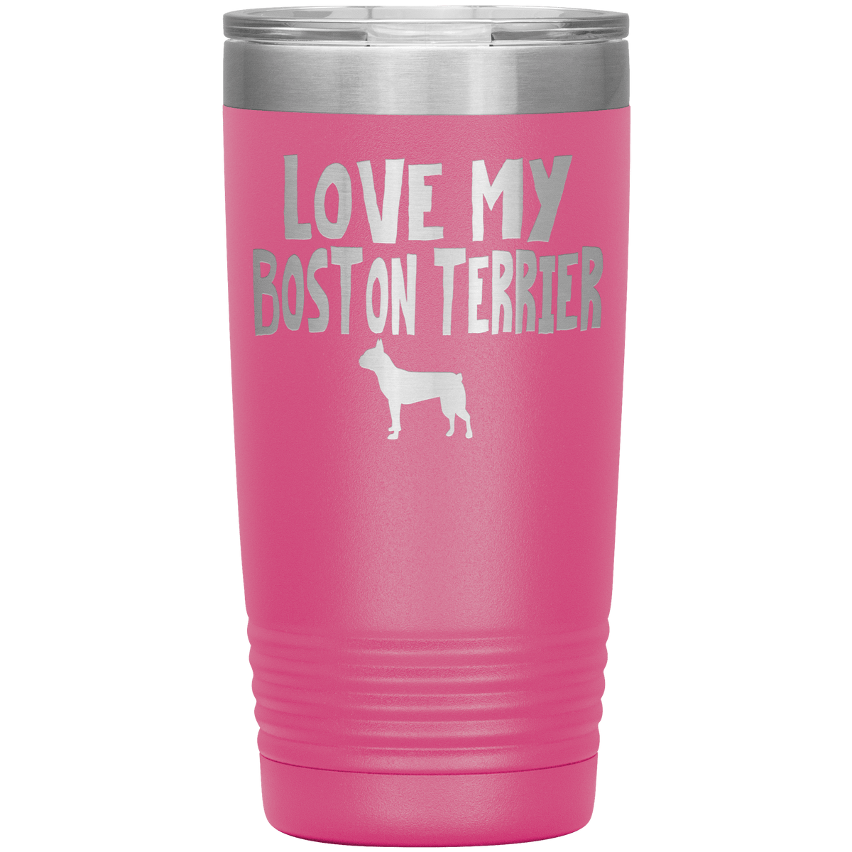 Love My Boston Terrier 20 Oz Vacuum Tumbler Tumblers Pink
