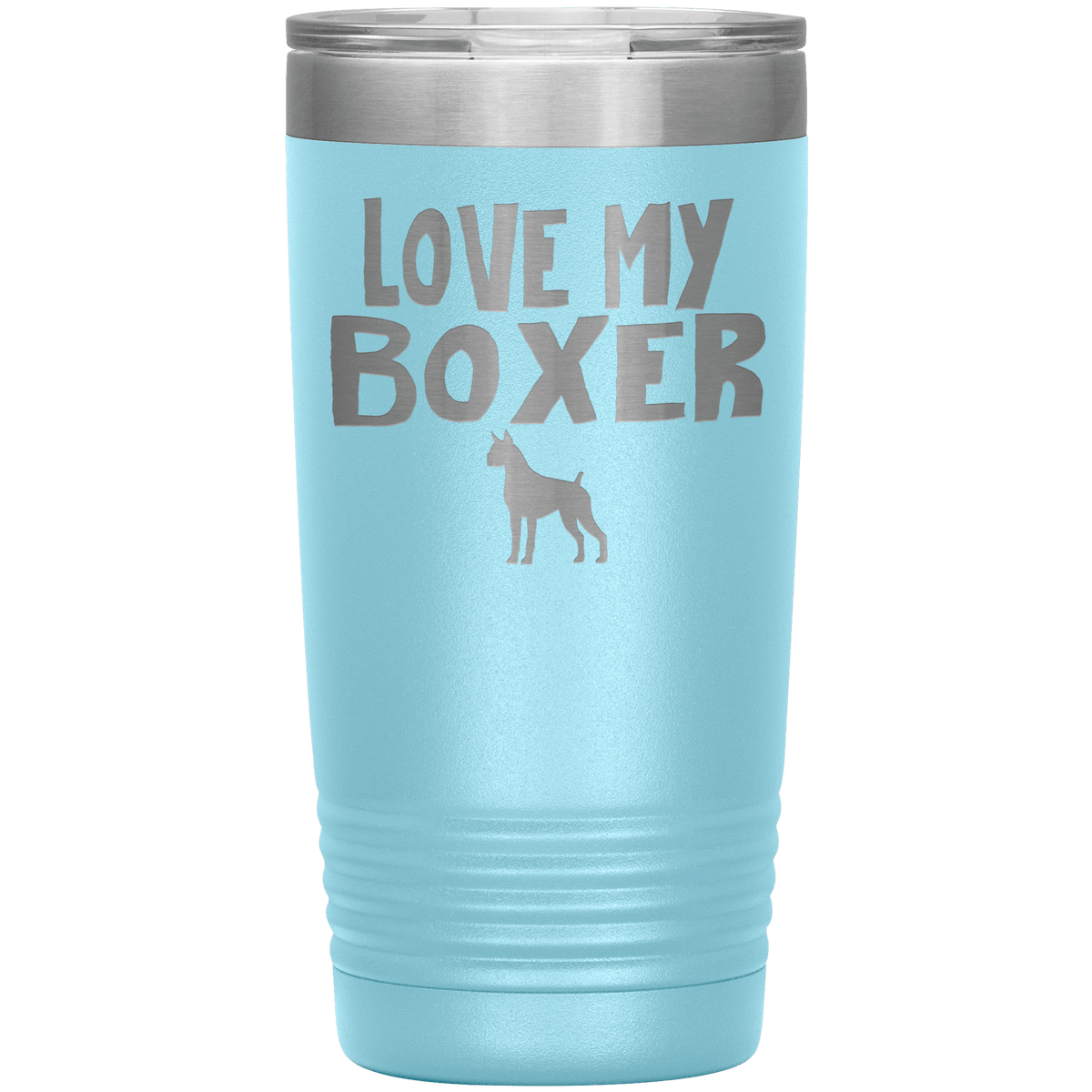 Love My Boxer 20 Oz Vacuum Tumbler Tumblers Light Blue