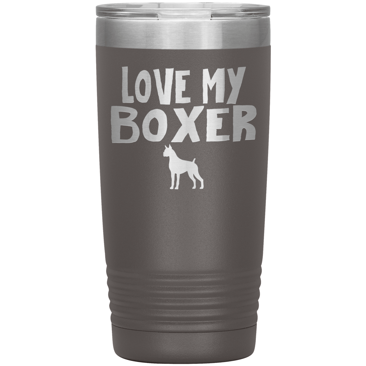 Love My Boxer 20 Oz Vacuum Tumbler Tumblers Pewter