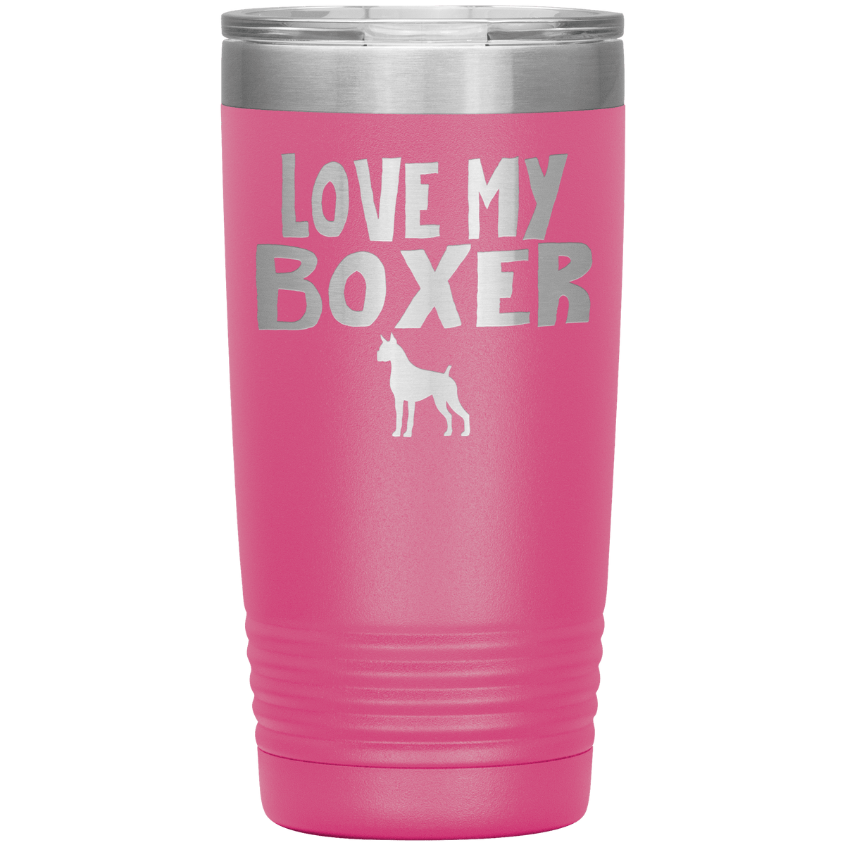 Love My Boxer 20 Oz Vacuum Tumbler Tumblers Pink