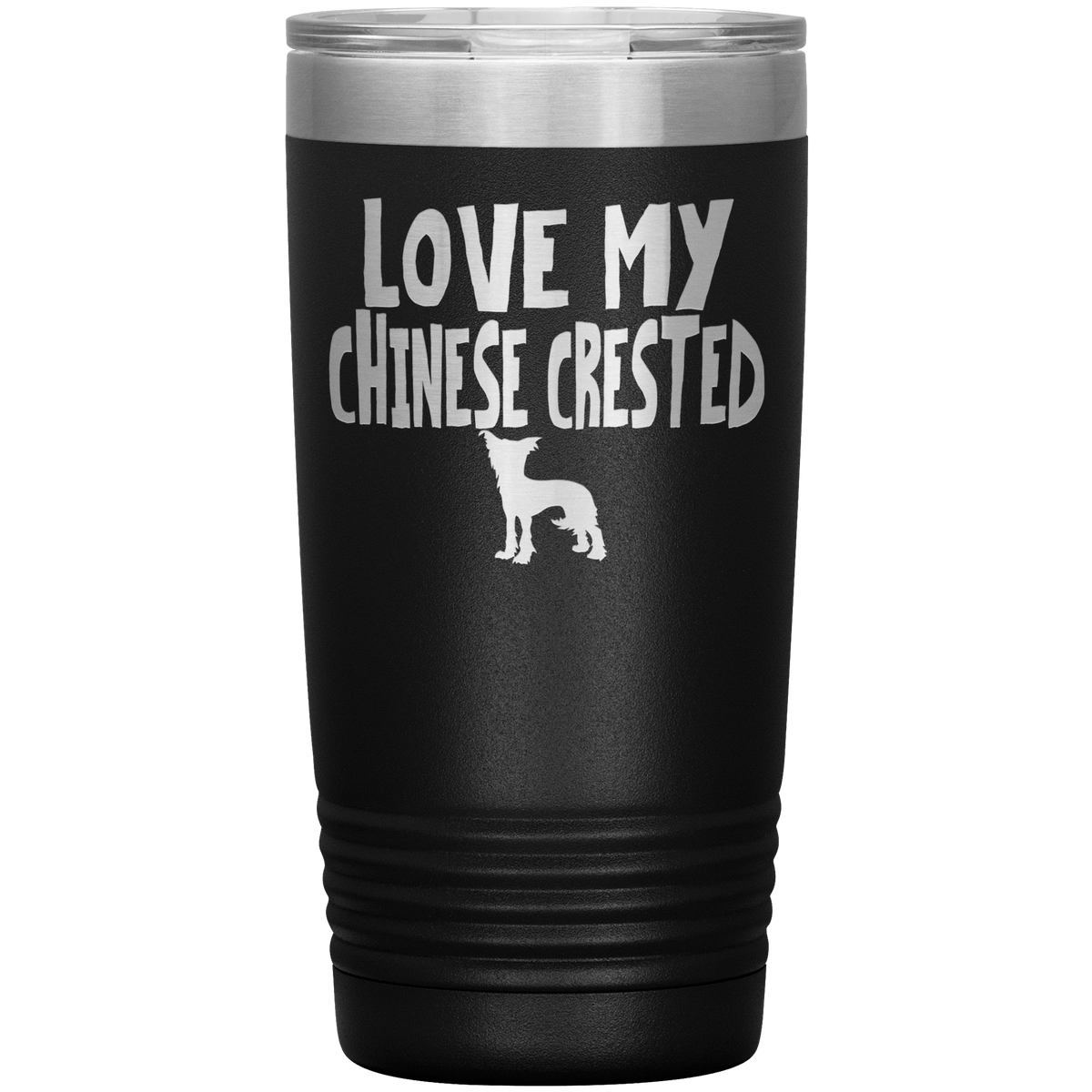 Love My Chinese Crested 20 Oz Vacuum Tumbler Tumblers Black