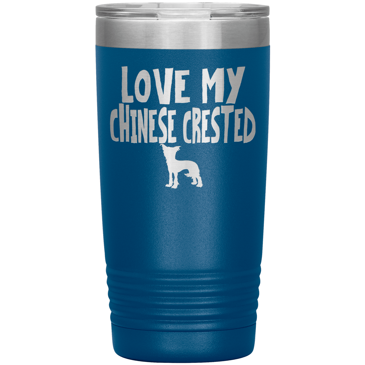 Love My Chinese Crested 20 Oz Vacuum Tumbler Tumblers Blue