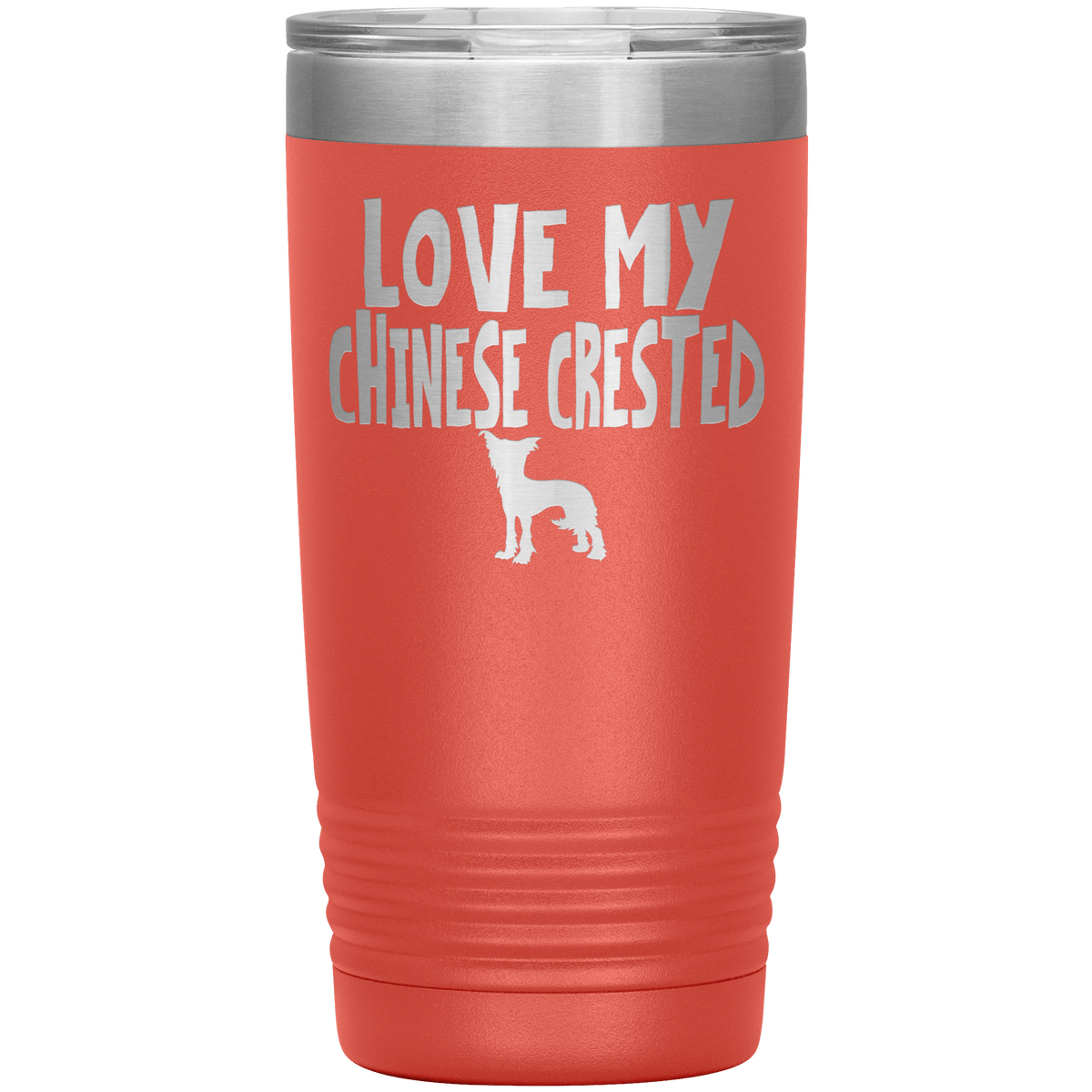 Love My Chinese Crested 20 Oz Vacuum Tumbler Tumblers Coral