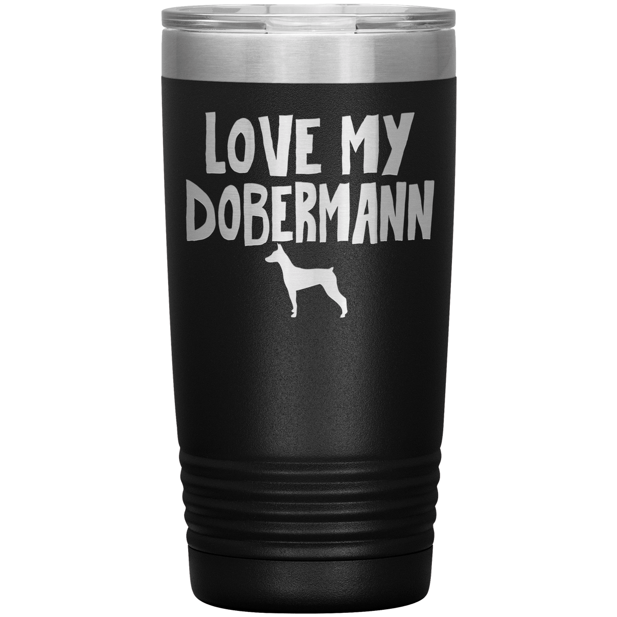 Love My Dobermann 20 Oz Vacuum Tumbler Tumblers Black