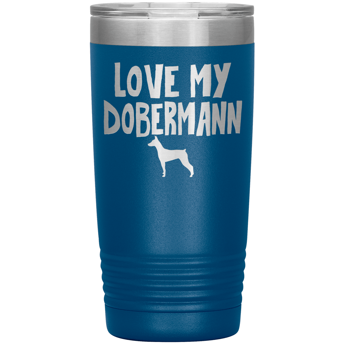 Love My Dobermann 20 Oz Vacuum Tumbler Tumblers Blue