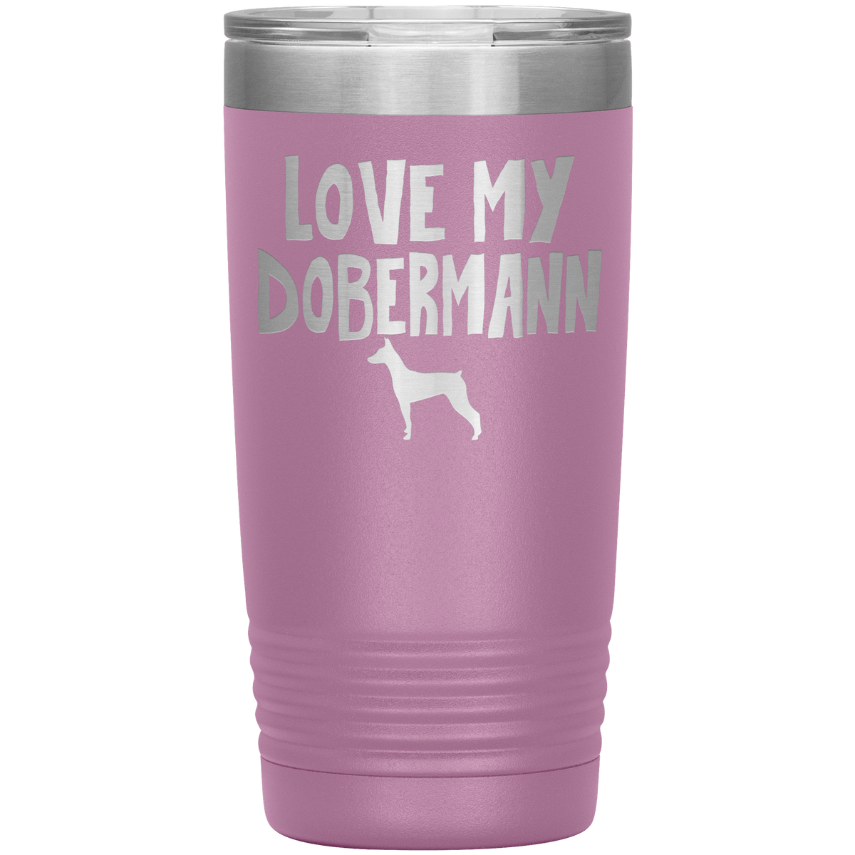 Love My Dobermann 20 Oz Vacuum Tumbler Tumblers Light Purple