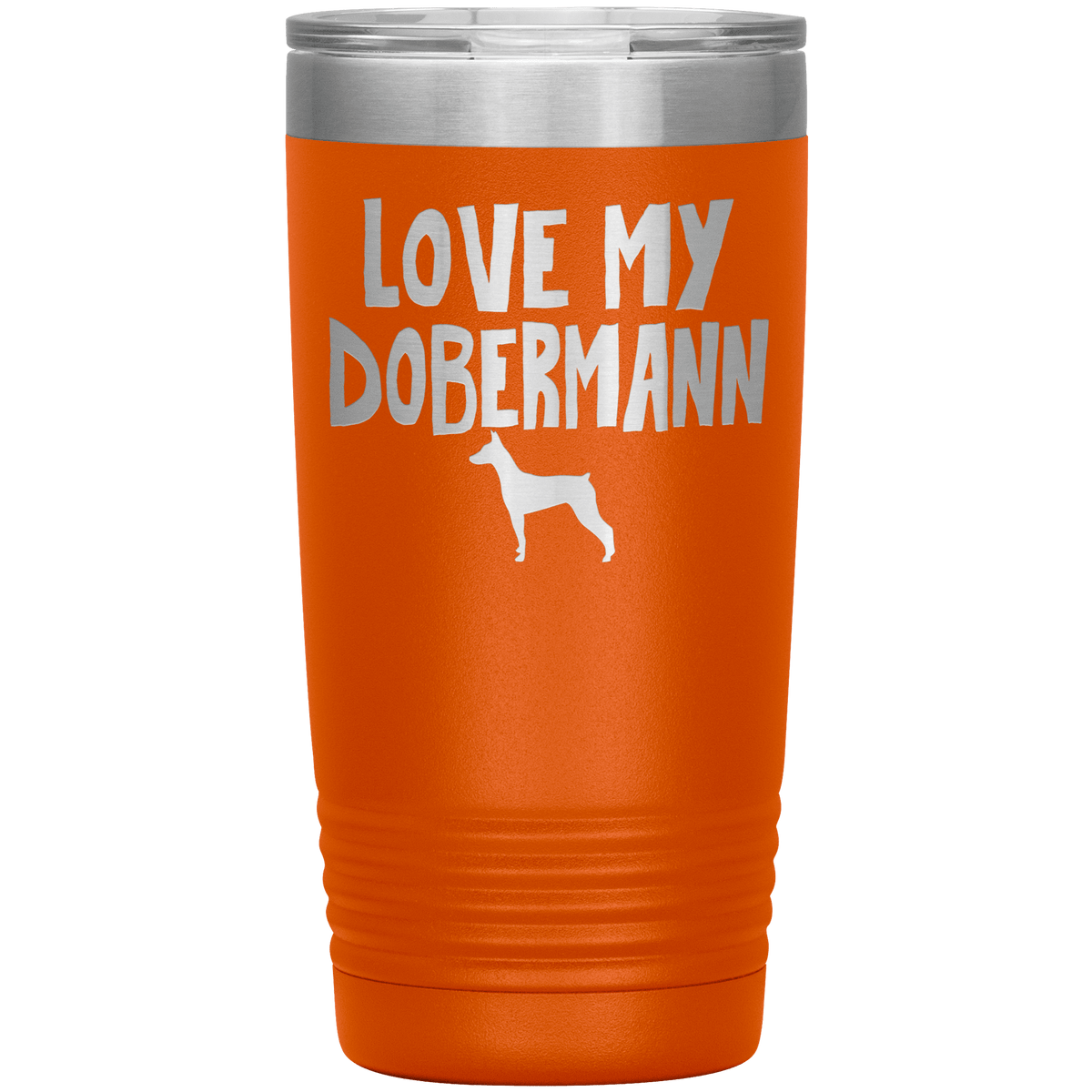 Love My Dobermann 20 Oz Vacuum Tumbler Tumblers Orange