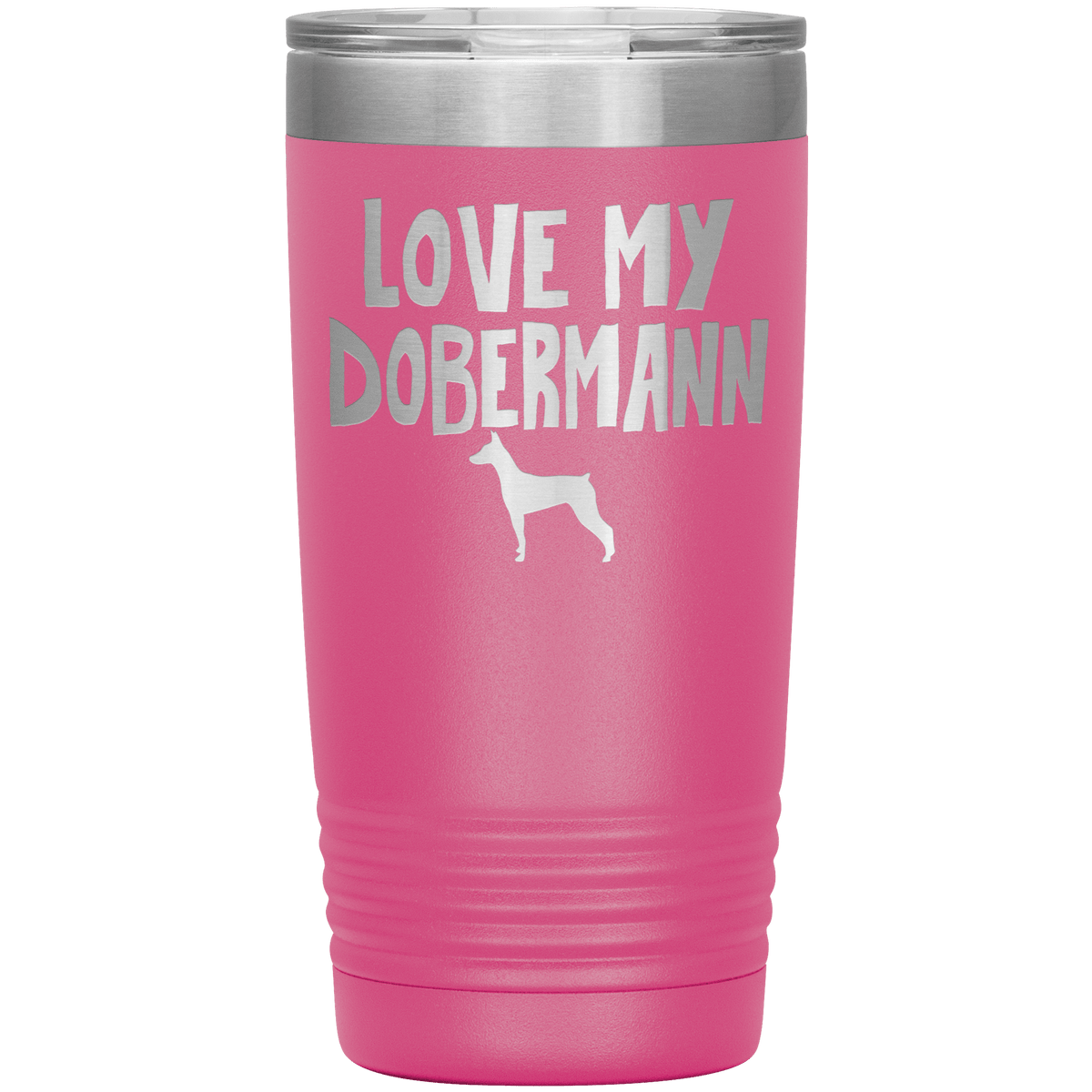 Love My Dobermann 20 Oz Vacuum Tumbler Tumblers Pink