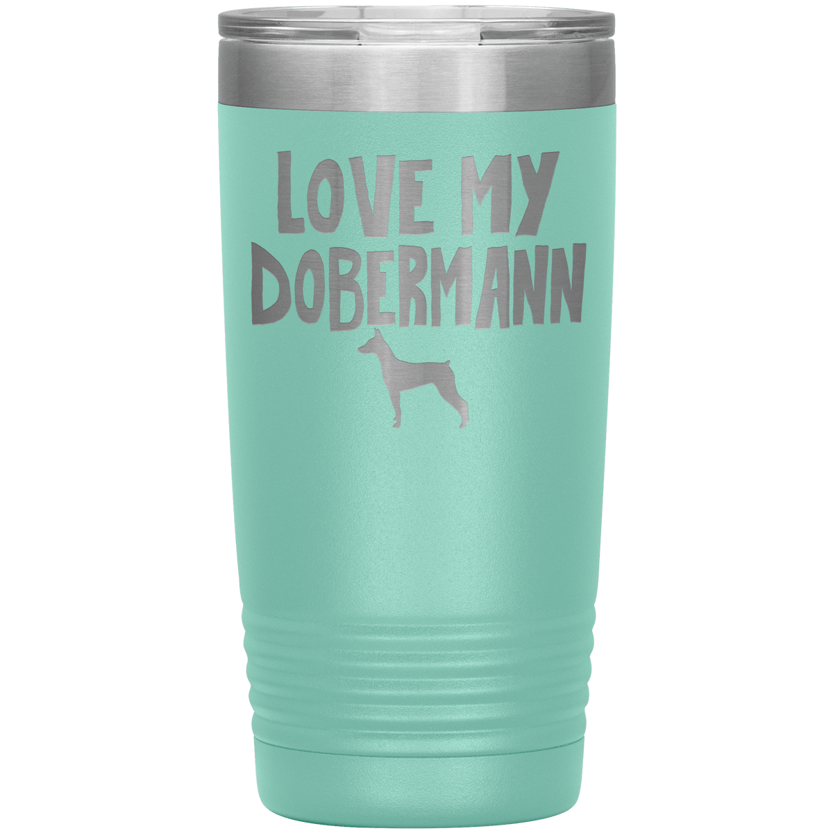 Love My Dobermann 20 Oz Vacuum Tumbler Tumblers Teal