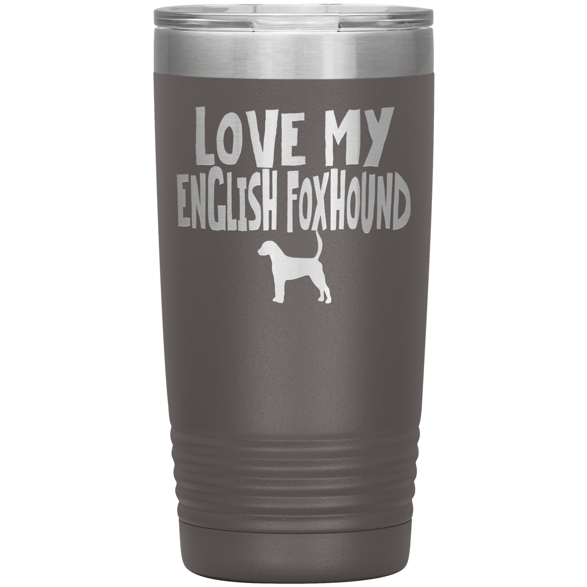 Love My English Foxhound  20 Oz Vacuum Tumbler Tumblers Pewter