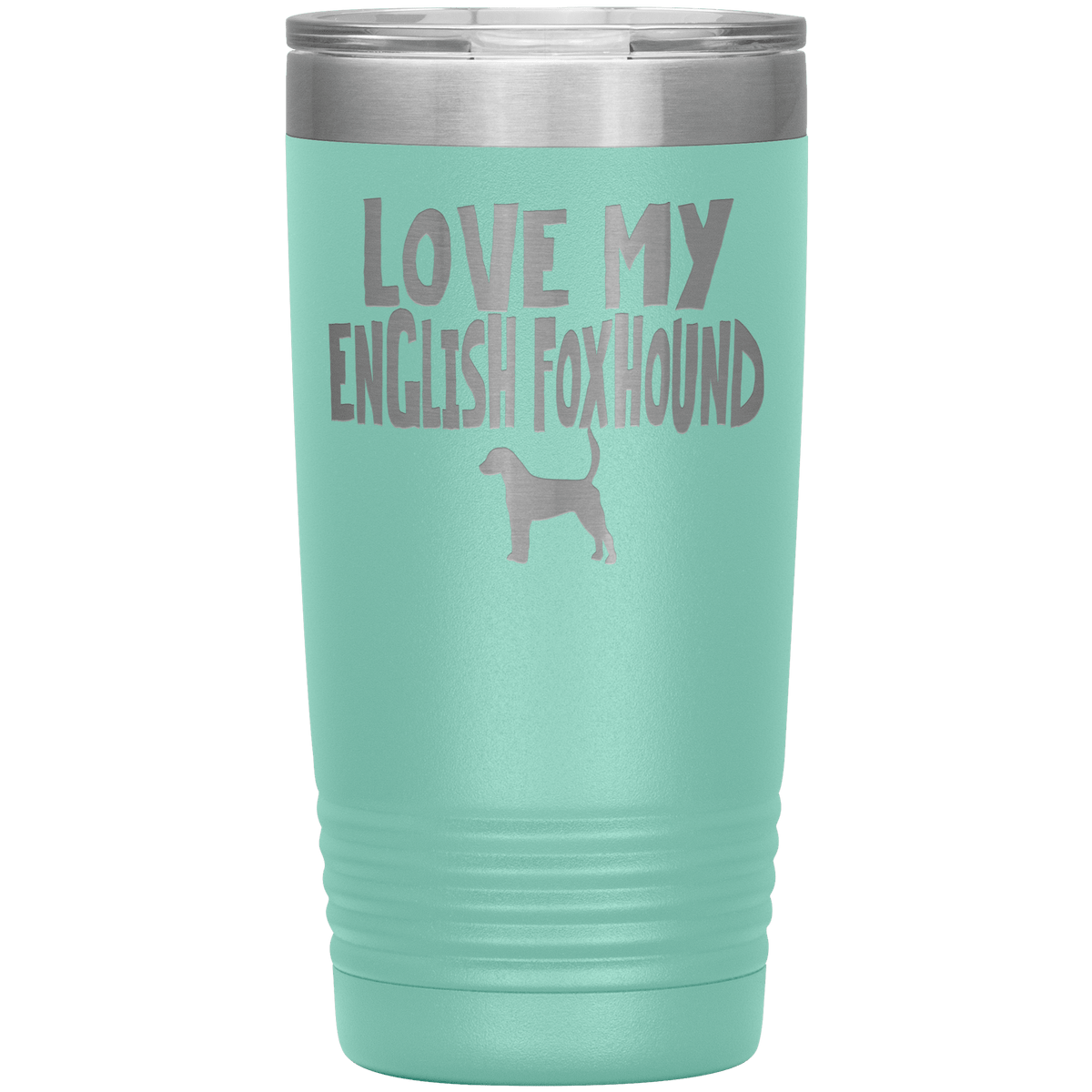 Love My English Foxhound  20 Oz Vacuum Tumbler Tumblers Teal