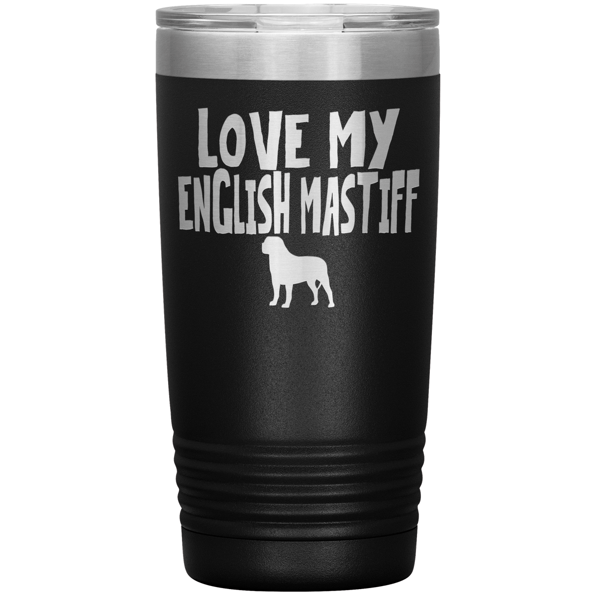 Love My English Mastiff 20 Oz Vacuum Tumbler Tumblers Black