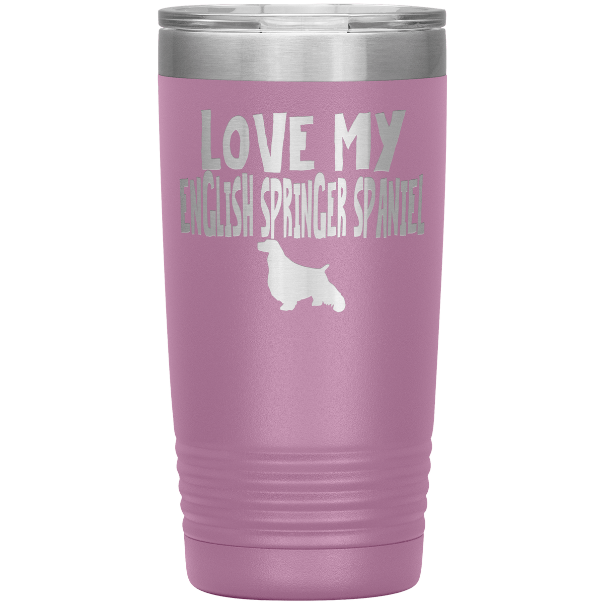 Love My English Springer Spaniel  20 Oz Vacuum Tumbler Tumblers Light Purple