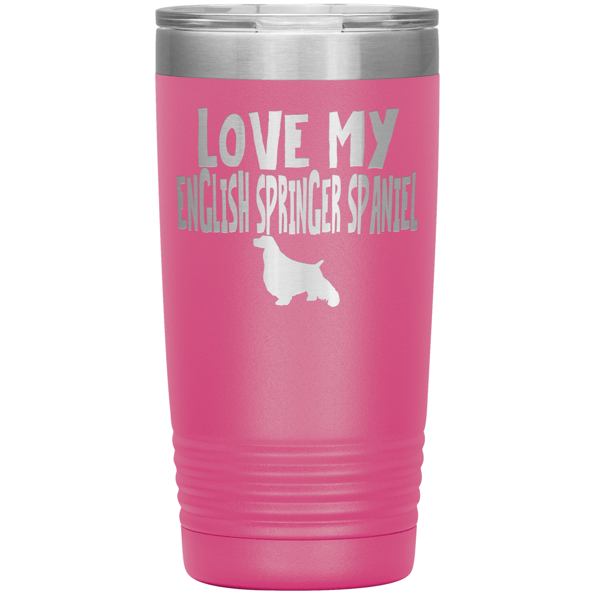 Love My English Springer Spaniel  20 Oz Vacuum Tumbler Tumblers Pink