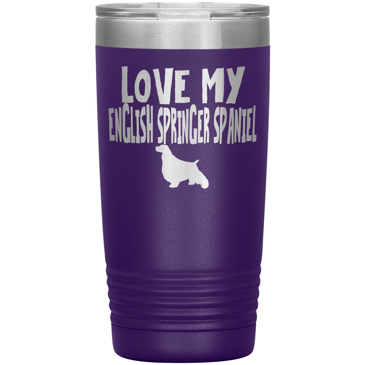 Love My English Springer Spaniel  20 Oz Vacuum Tumbler Tumblers Purple
