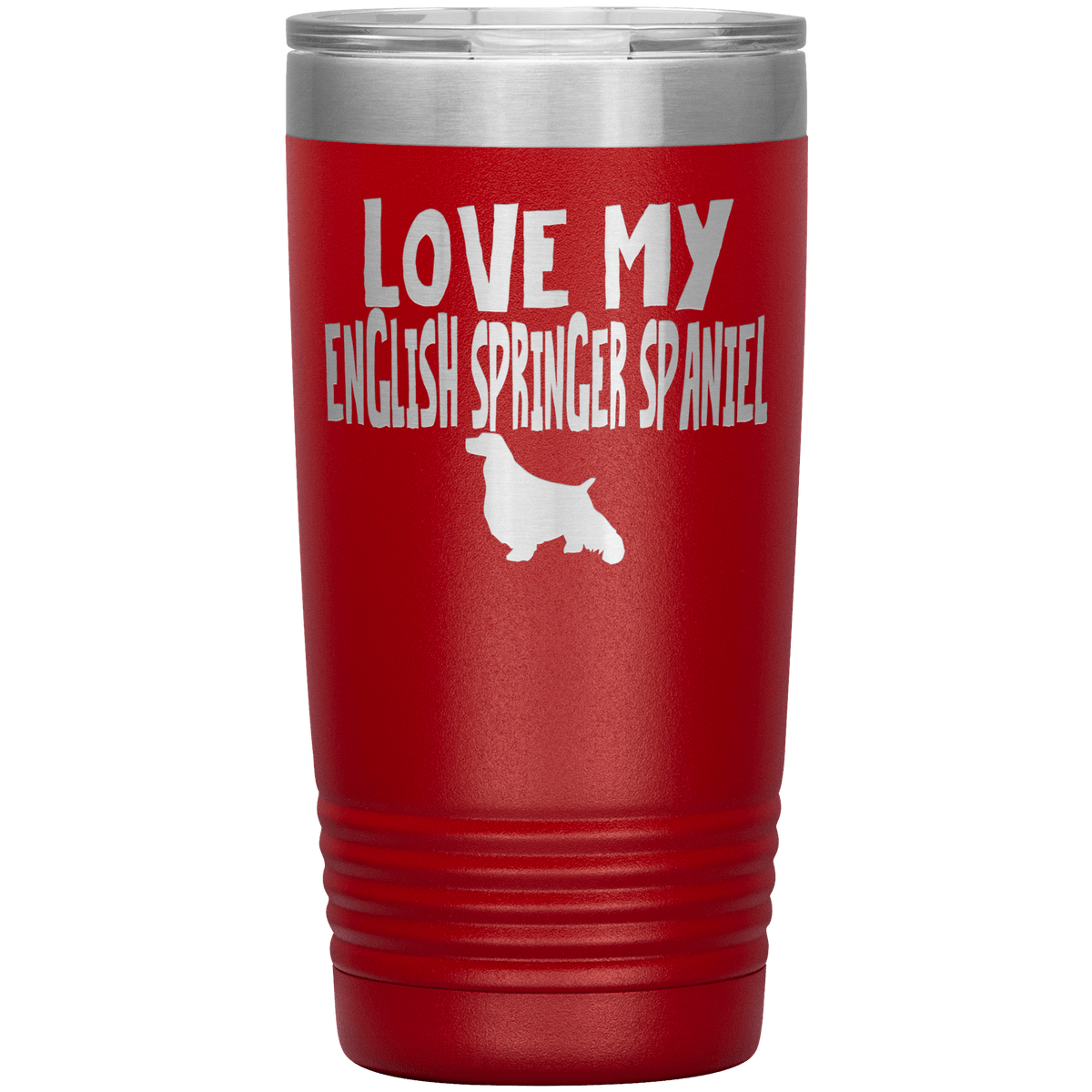Love My English Springer Spaniel  20 Oz Vacuum Tumbler Tumblers Red