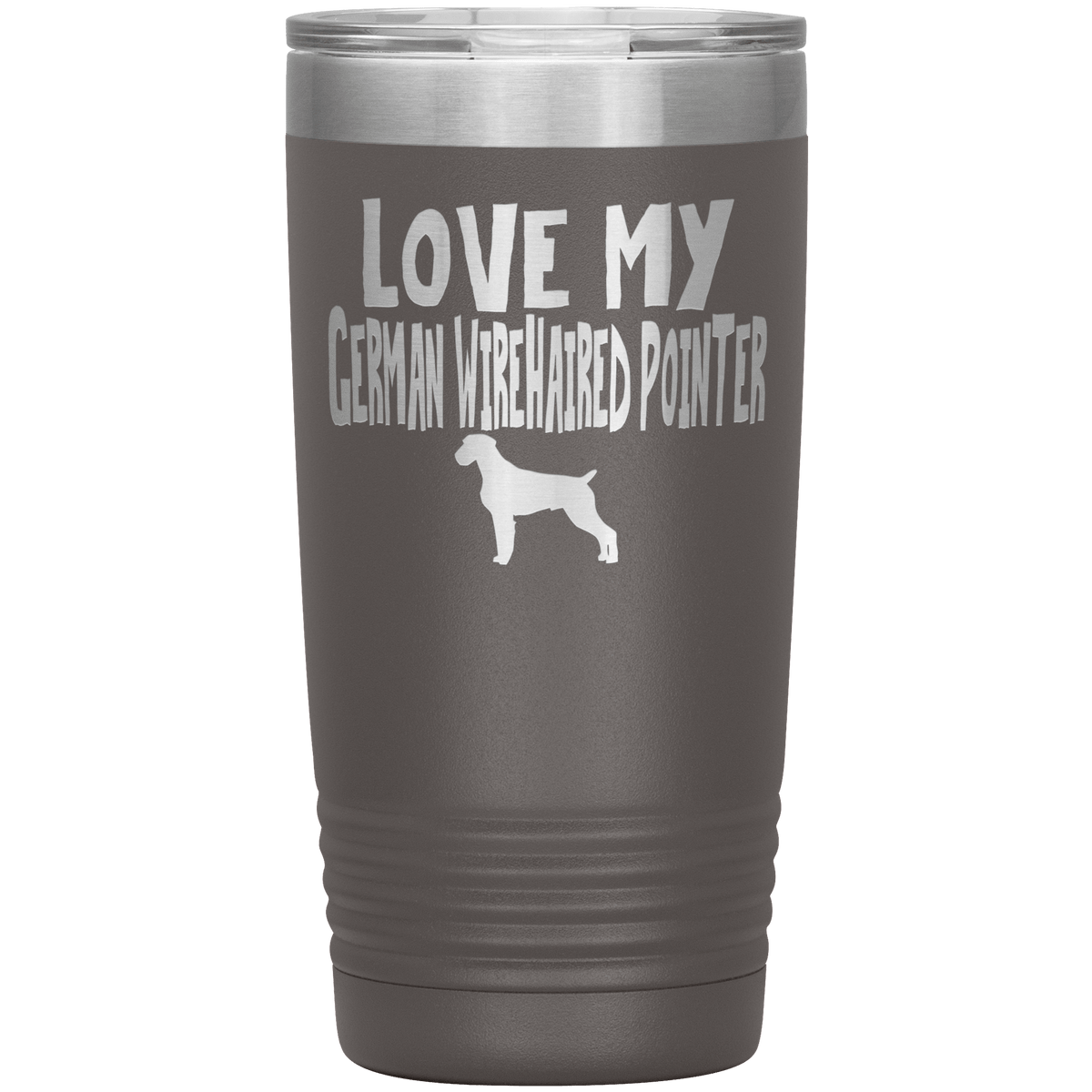 Love My German Wirehaired Pointer 20 Oz Vacuum Tumbler Tumblers Pewter