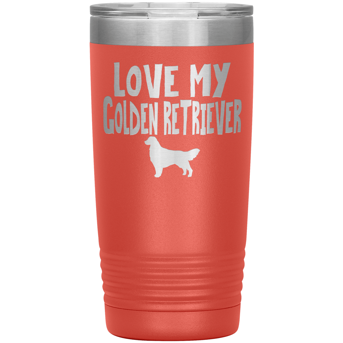 Love My Golden Retriever 20 Oz Vacuum Tumbler Tumblers Coral