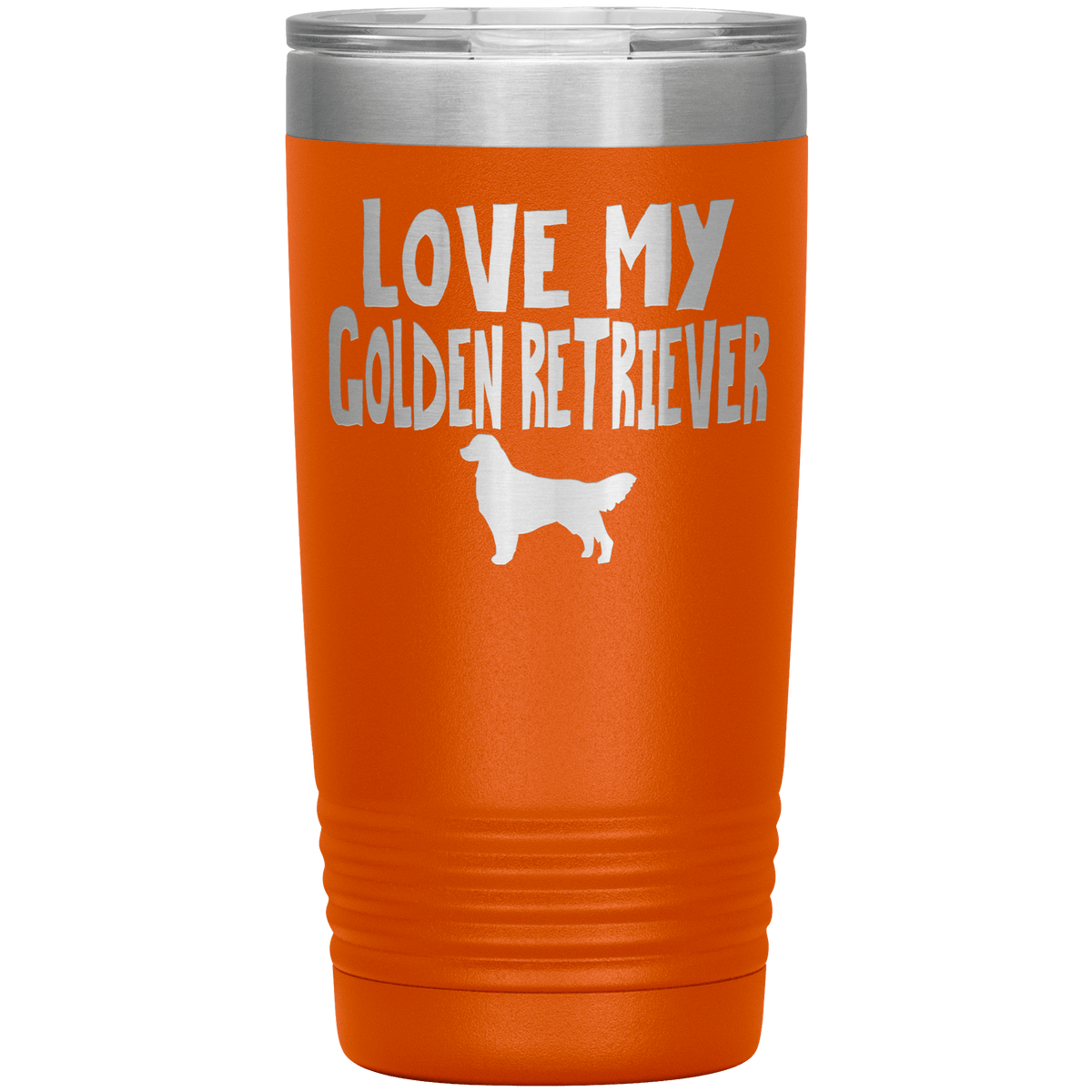 Love My Golden Retriever 20 Oz Vacuum Tumbler Tumblers Orange