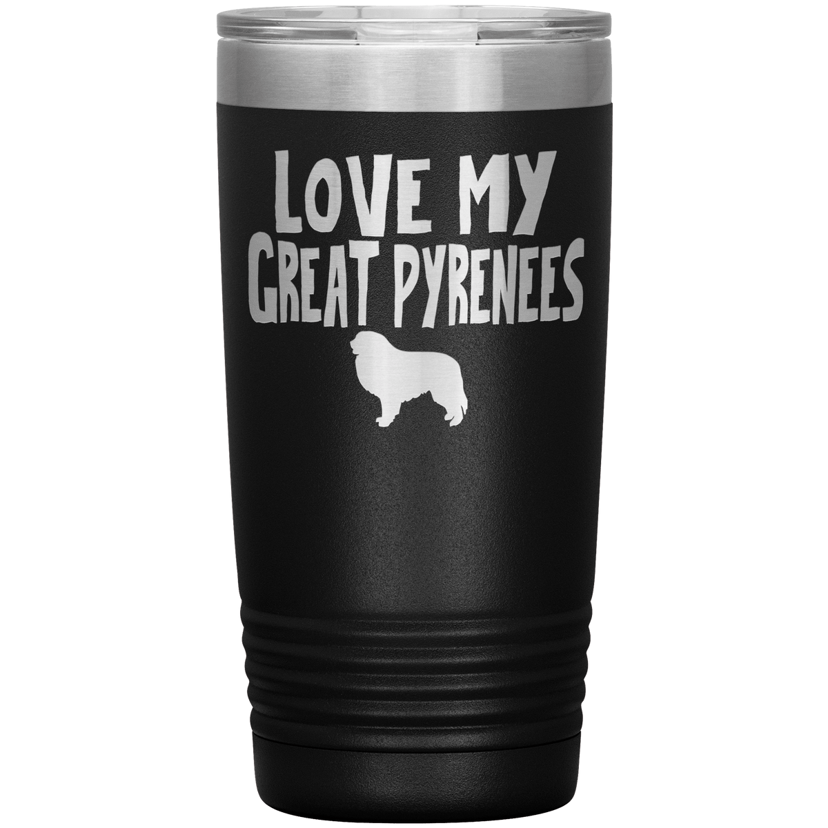 Love My Great Pyrenees 20 Oz Vacuum Tumbler Tumblers Black