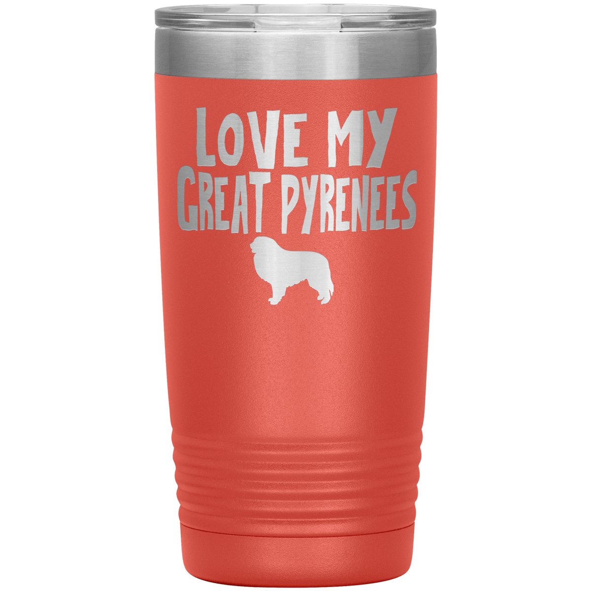 Love My Great Pyrenees 20 Oz Vacuum Tumbler Tumblers Coral