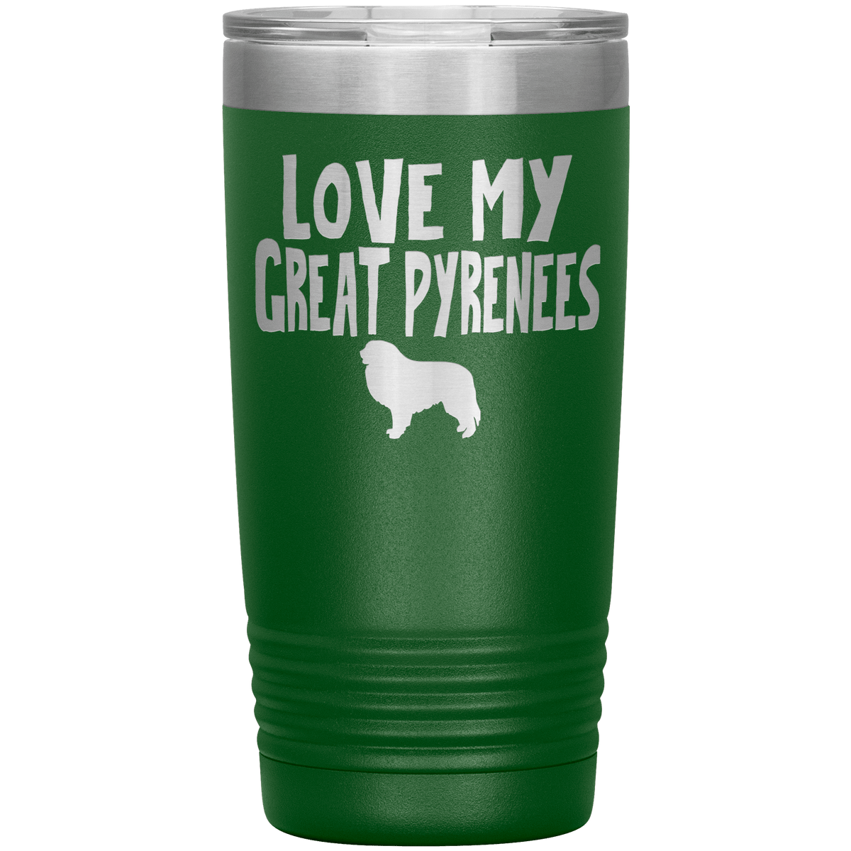 Love My Great Pyrenees 20 Oz Vacuum Tumbler Tumblers Green