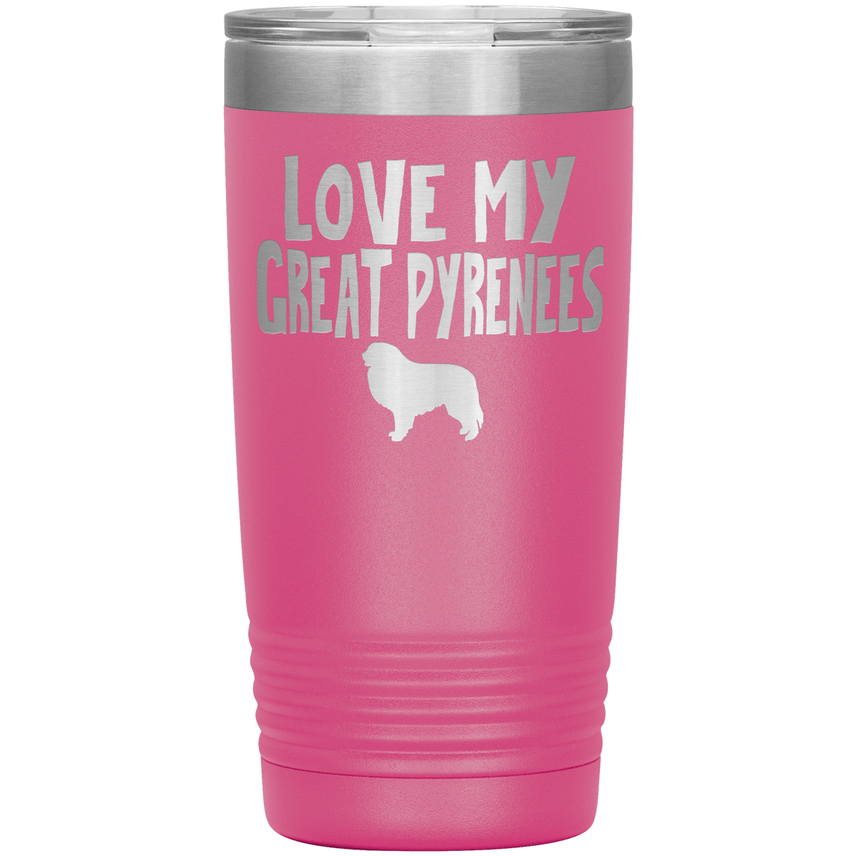 Love My Great Pyrenees 20 Oz Vacuum Tumbler Tumblers Pink
