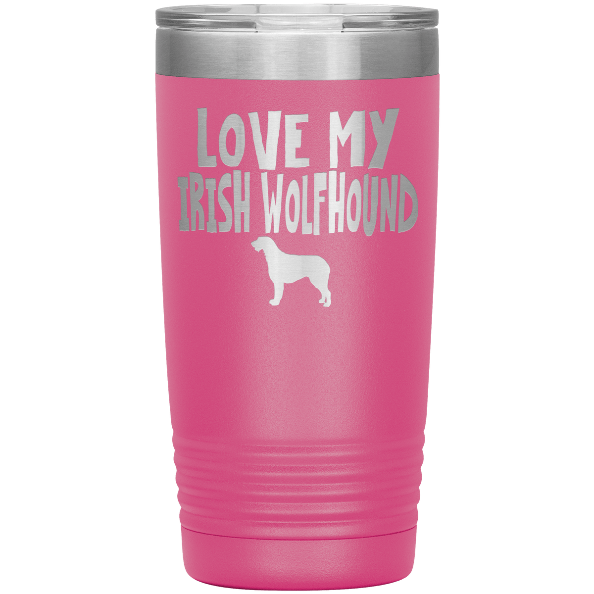 Love My Irish Wolfhound 20 Oz Vacuum Tumbler Tumblers Pink