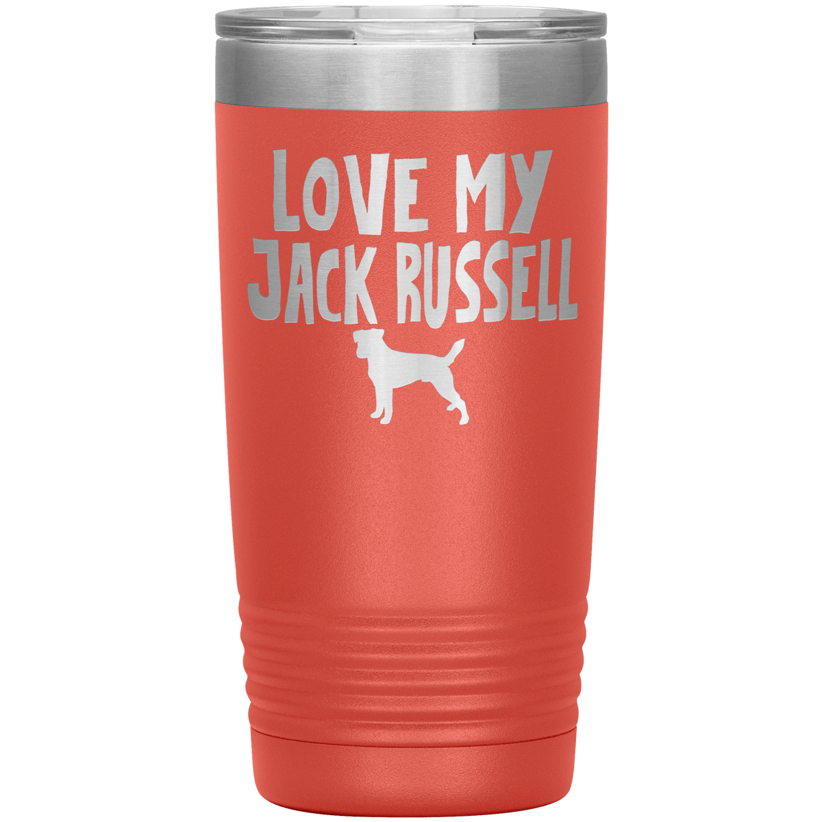 Love My Jack Russell 20 Oz Vacuum Tumbler Tumblers Coral