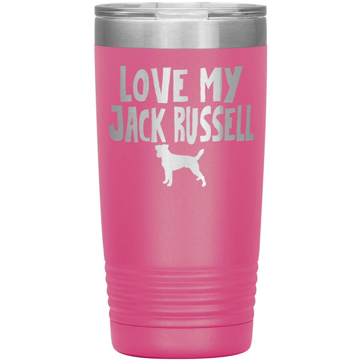 Love My Jack Russell 20 Oz Vacuum Tumbler Tumblers Pink