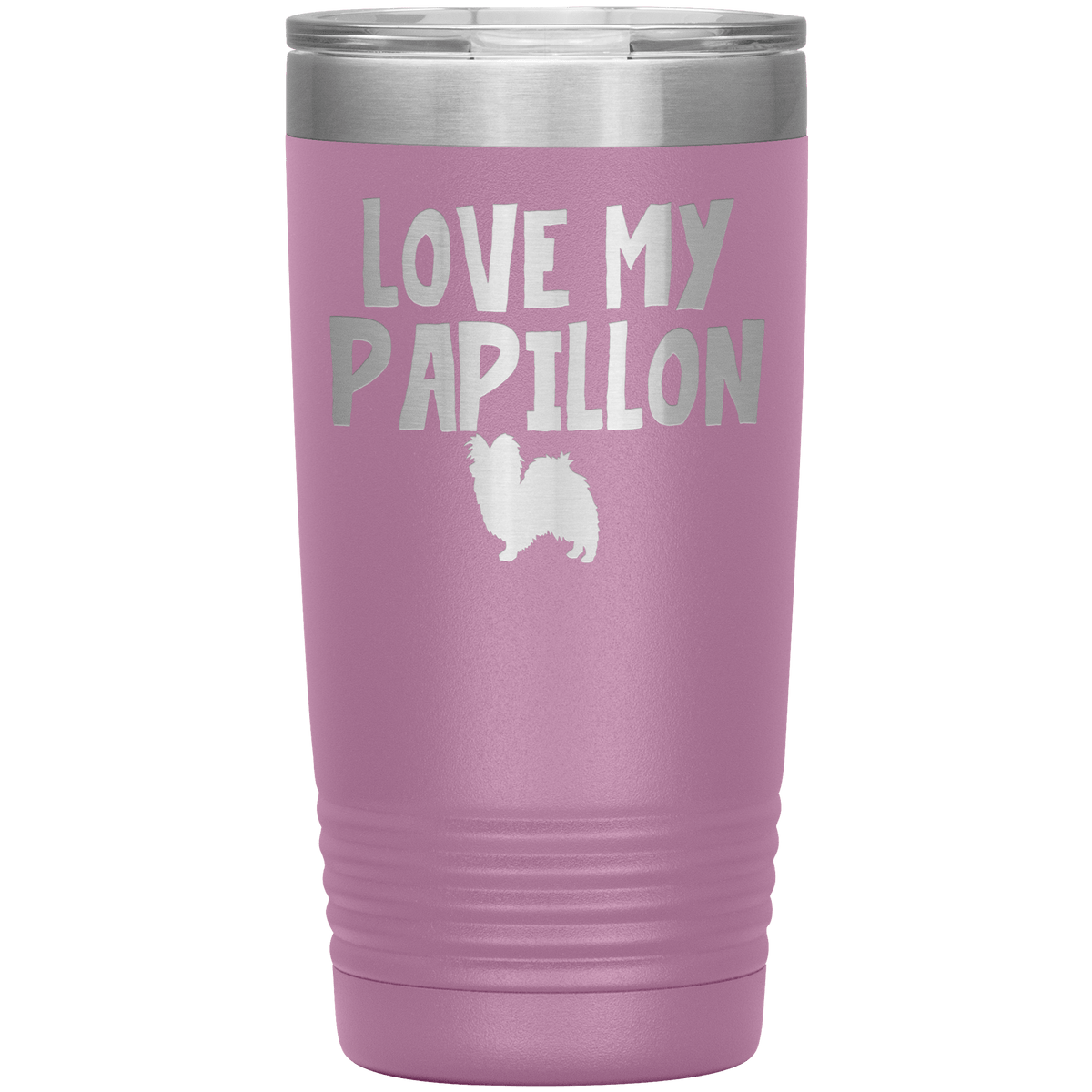 Love My Papillon 20 Oz Vacuum Tumbler Tumblers Light Purple