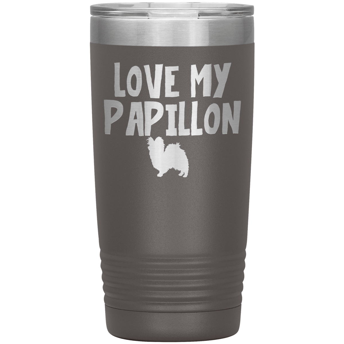 Love My Papillon 20 Oz Vacuum Tumbler Tumblers Pewter