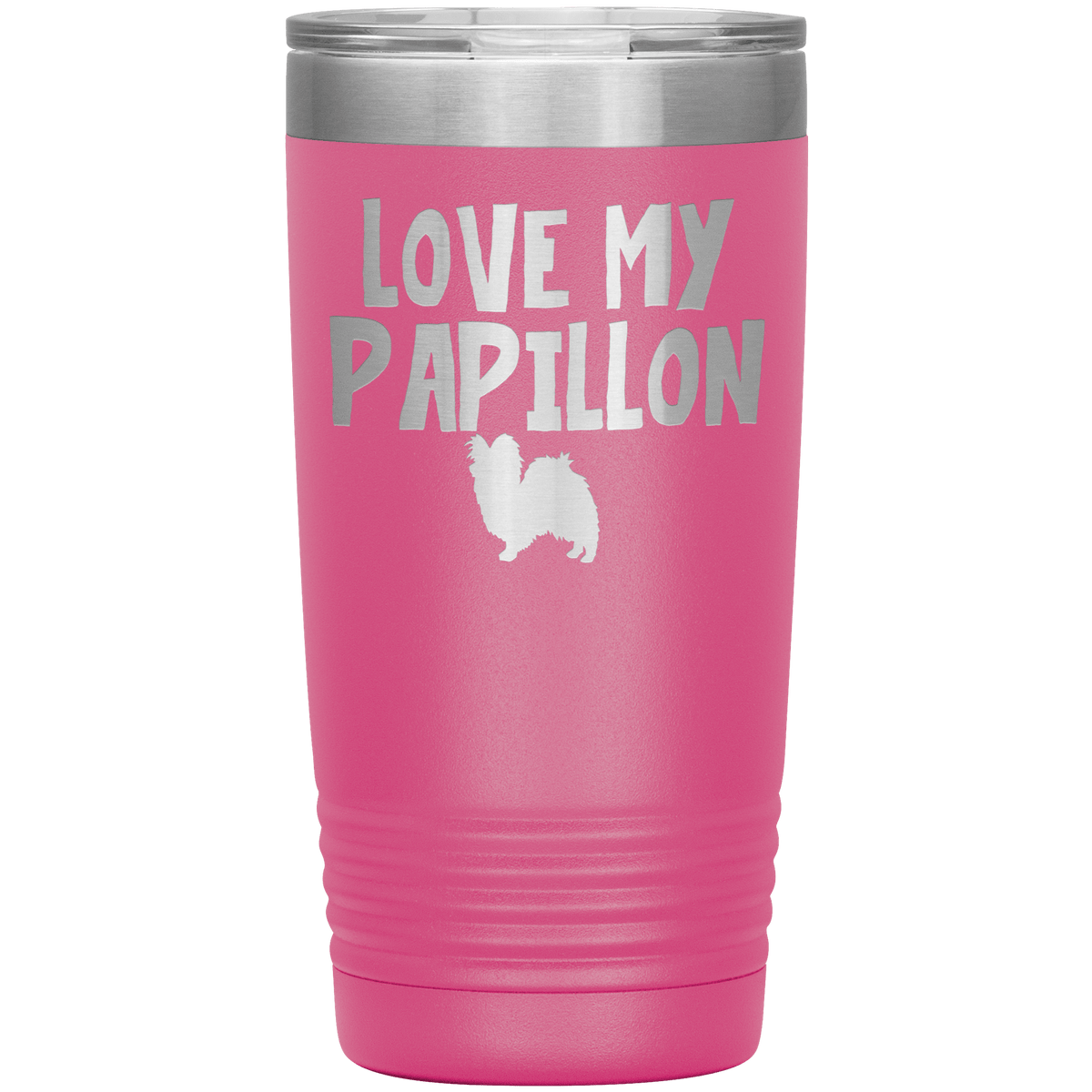 Love My Papillon 20 Oz Vacuum Tumbler Tumblers Pink